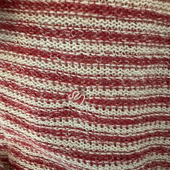 LRL Lauren Jeans Co Women Linen Knit Top Petite Tan Red Blue Striped Preppy - Picture 4 of 8